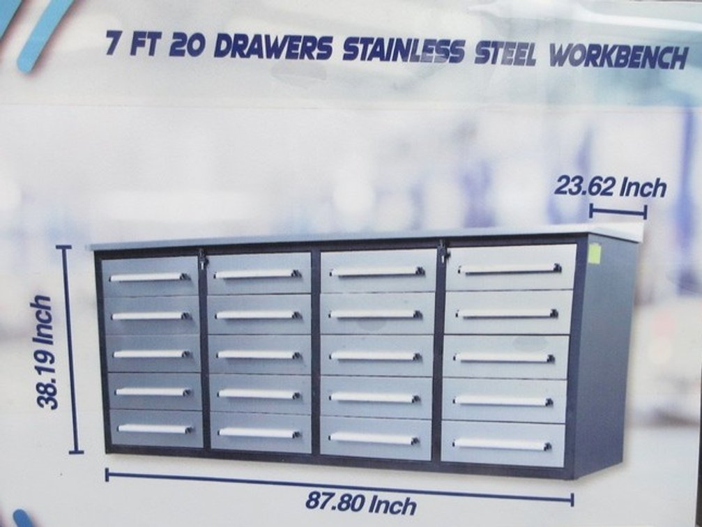 20-Drawer stainless steel workbench