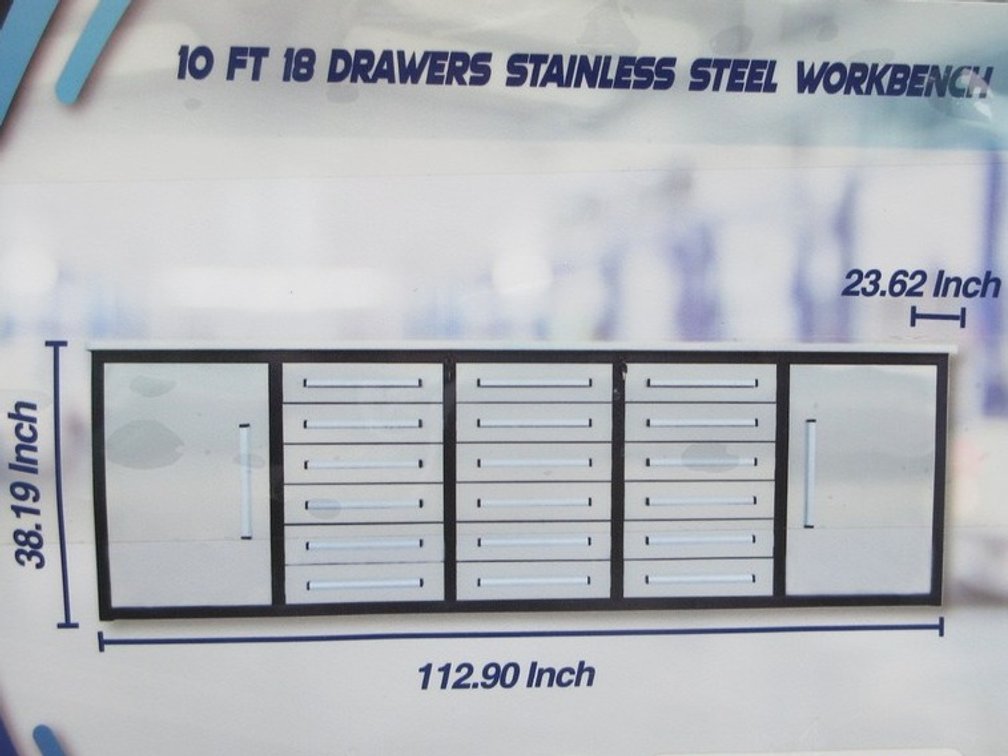 18-Drawer stainless steel workbench