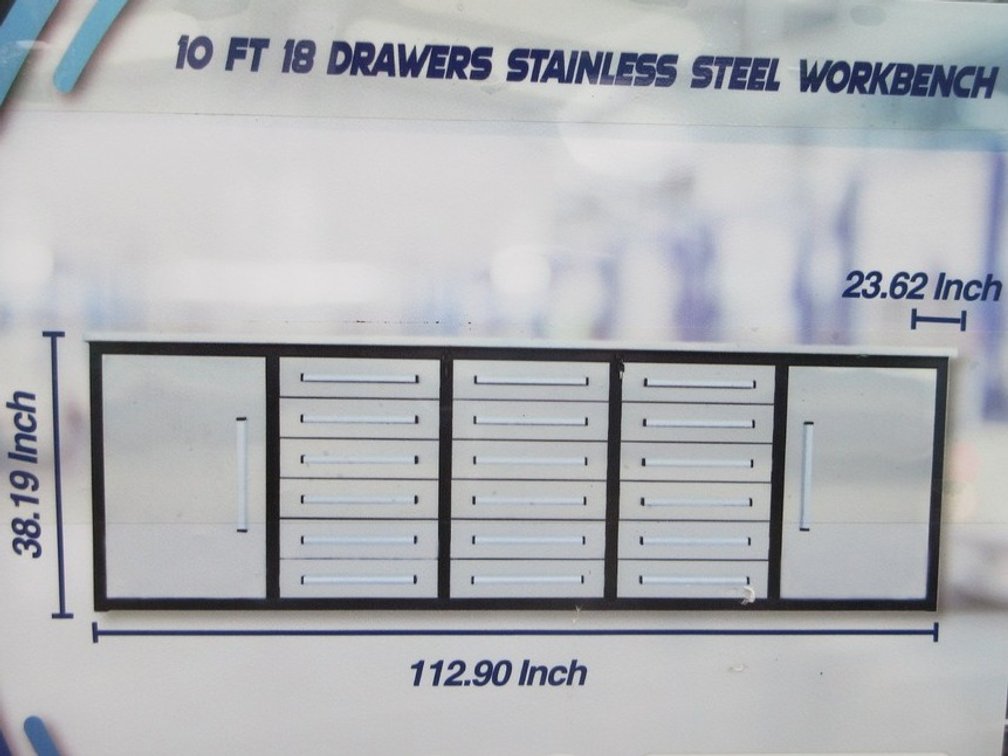 18-Drawer stainless steel workbench
