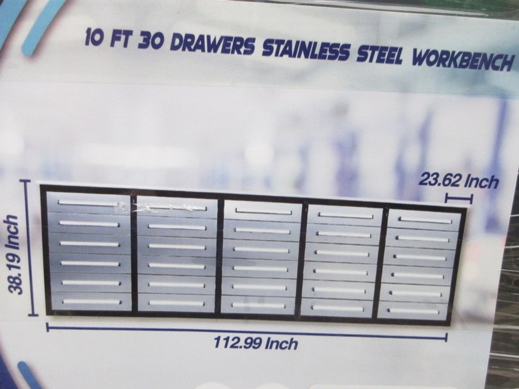 30-Drawer stainless steel workbench