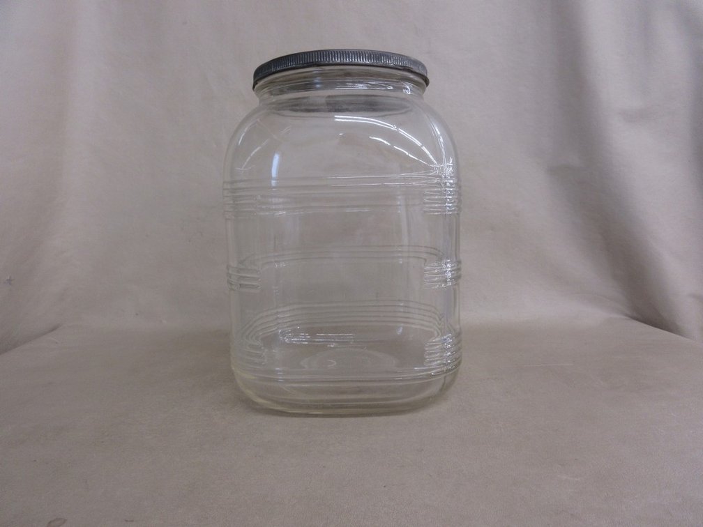 Anchor Hocking square Hoosier jar with lid