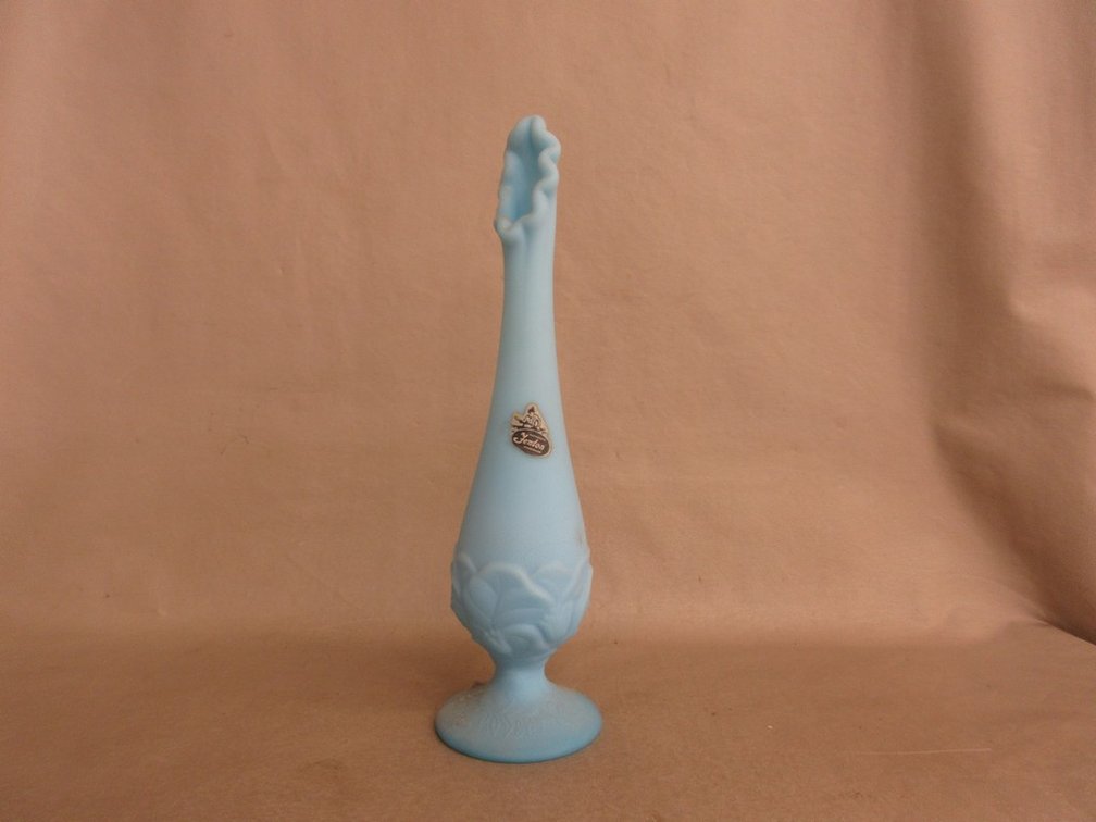 Fenton blue Satin Glass vase