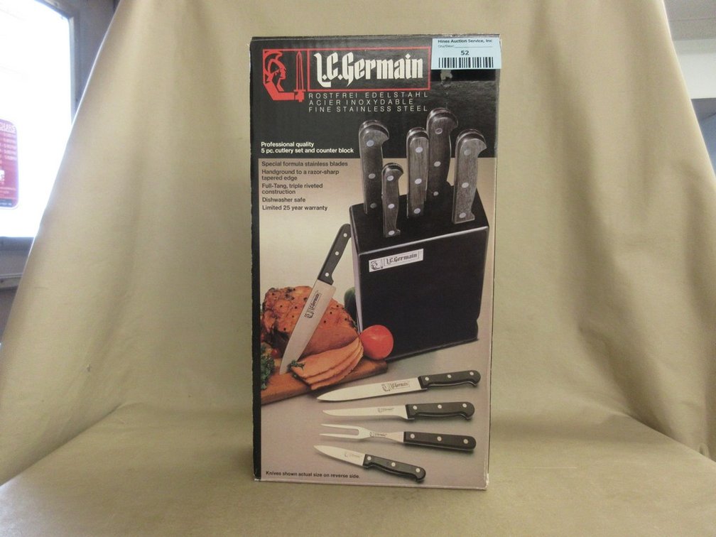 L. C. Germain cutlery set with wood block