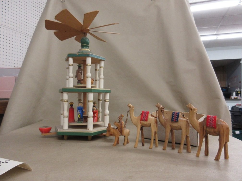 Vintage carved wood Christmas decorations