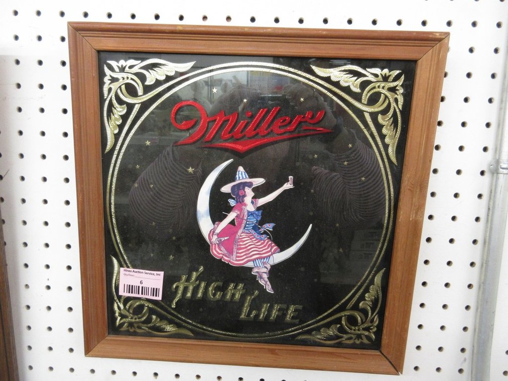 Miller High Life Girl on Crescent mirror