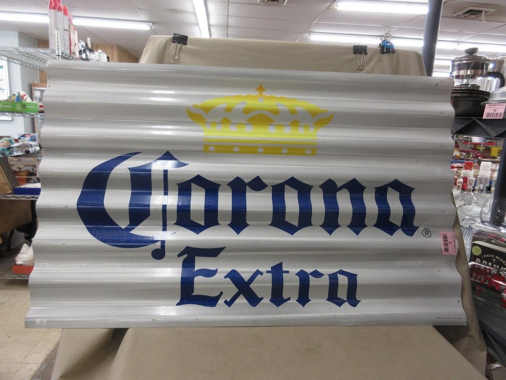 "Corona Extra" corrugated metal sign