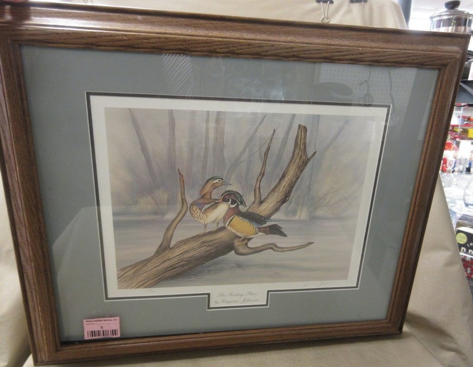 Framed, signed and numbered Virginia Johnson "The Resting Place" print