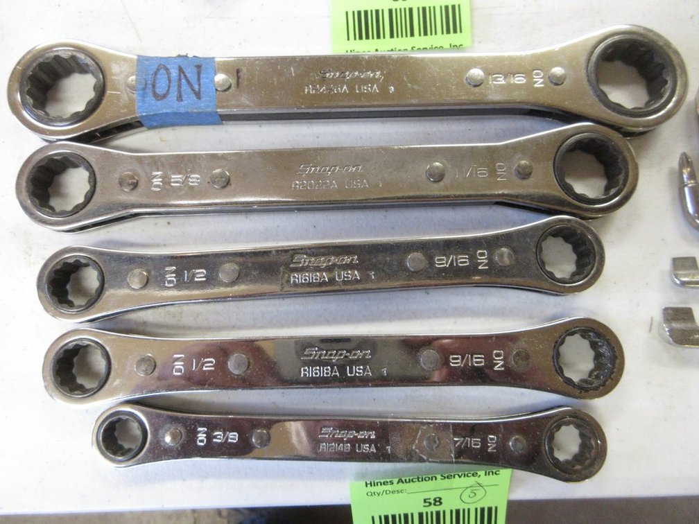 (5) Snap-On 5-piece SAE ratchet wrench set