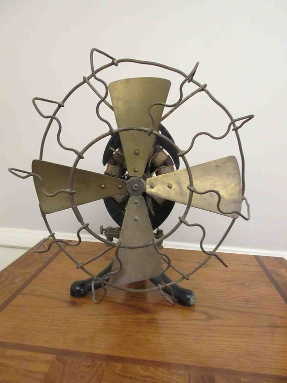 RARE Edison Manufacturing Company Bi-Polar DC fan with 4-blade brass fan
