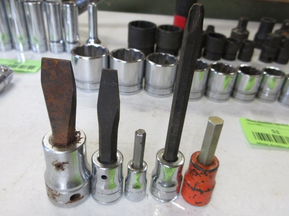 (5) Snap-On 3/8" drive and 1/2" drive bits