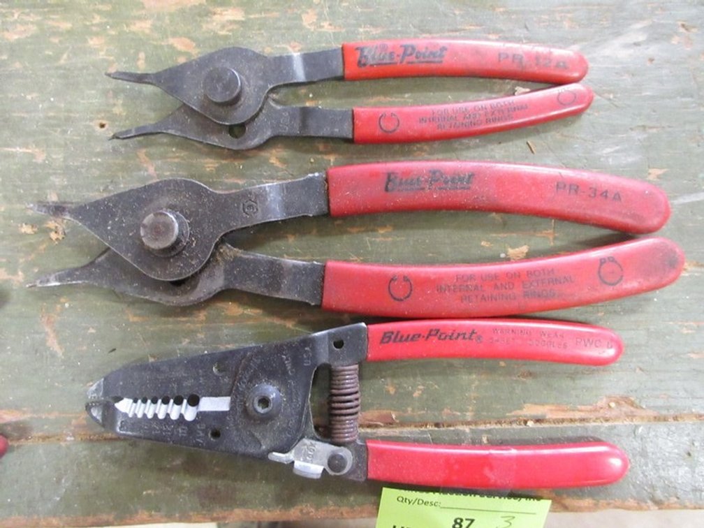 3-Piece Blue-Point snap ring pliers and wire stripper