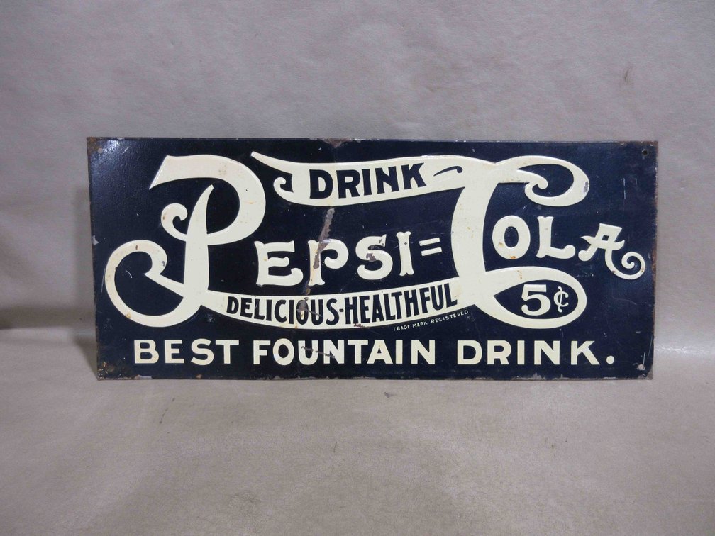 Pepsi-Cola embossed metal sign