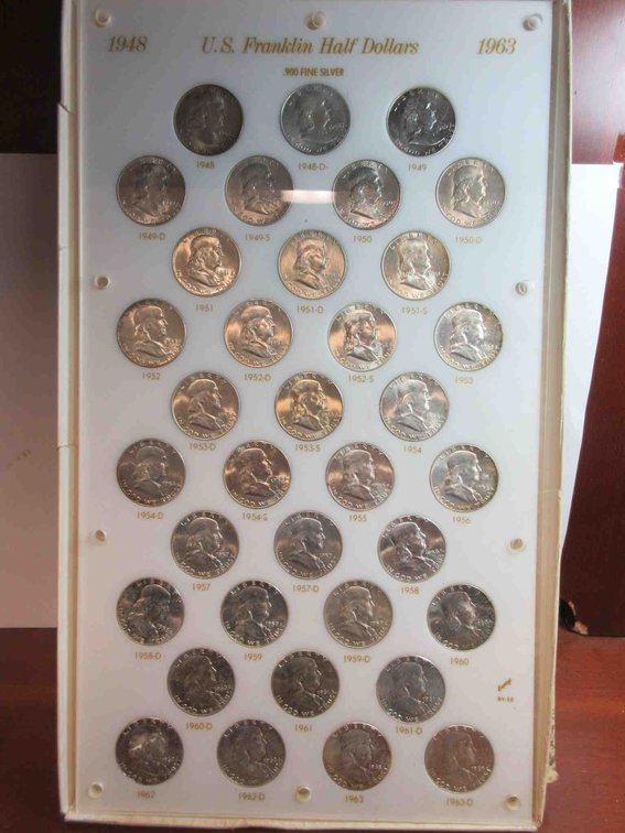 1948-1963 Franklin half dollar complete collection