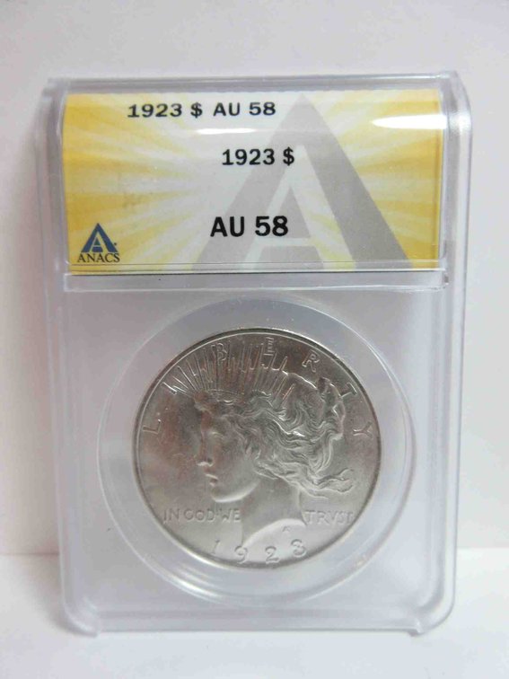 1923 Peace dollar graded by ANACS