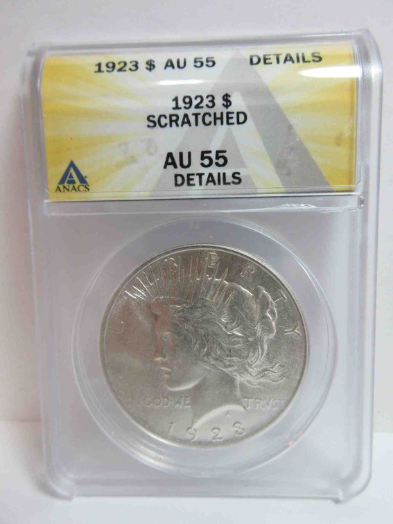 1923 Peace dollar graded by ANACS