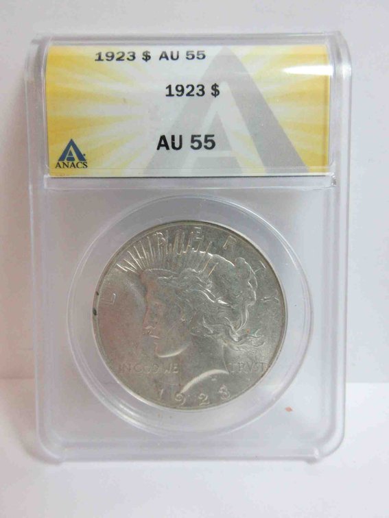 1923 Peace dollar graded by ANACS
