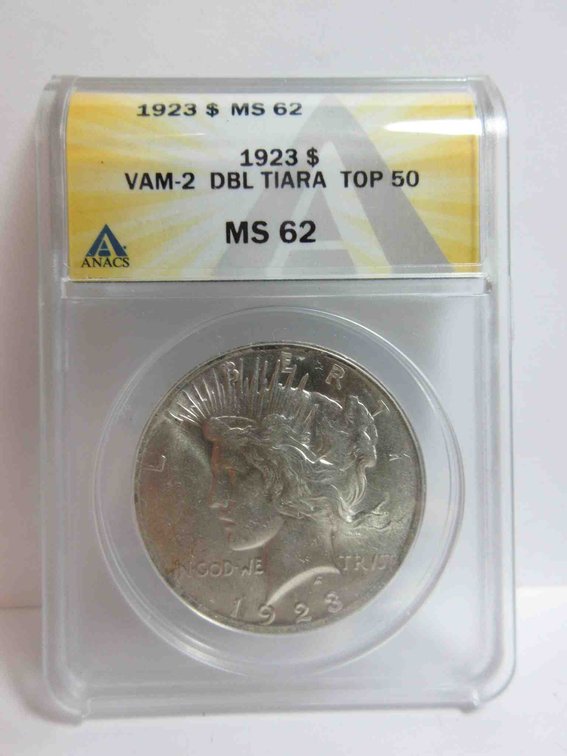 1923 Peace dollar graded by ANACS