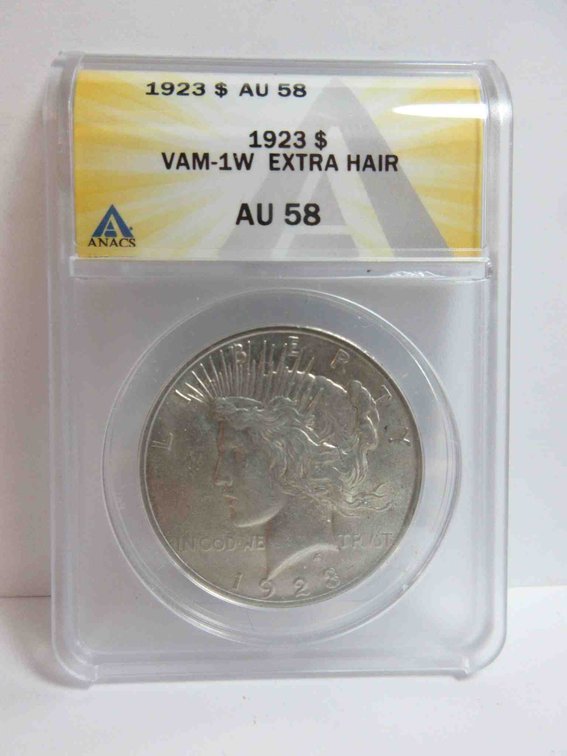 1923 Peace dollar graded by ANACS