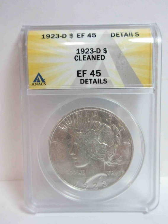 1923-D Peace dollar graded by ANACS