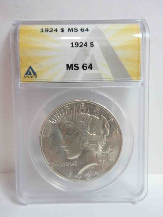 1924 Peace dollar graded by ANACS