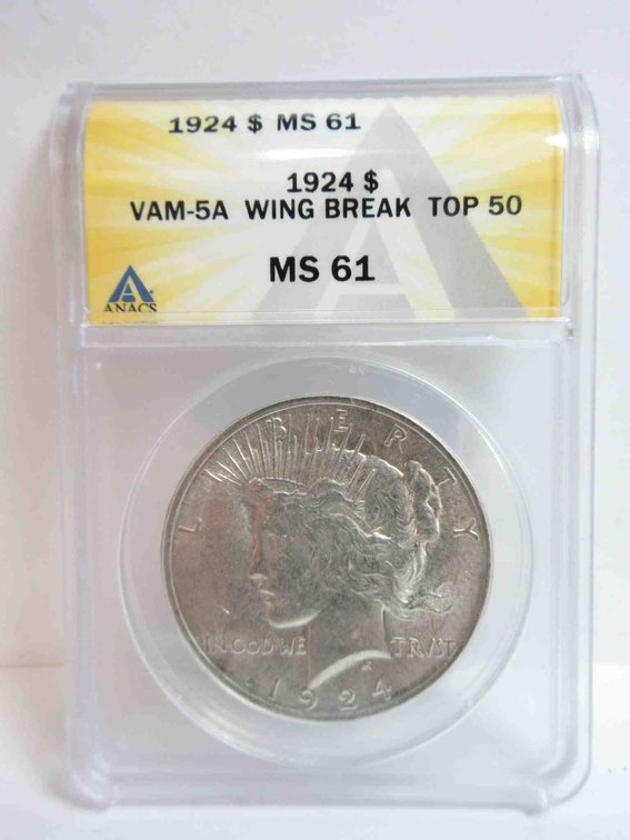 1924 Peace dollar graded by ANACS