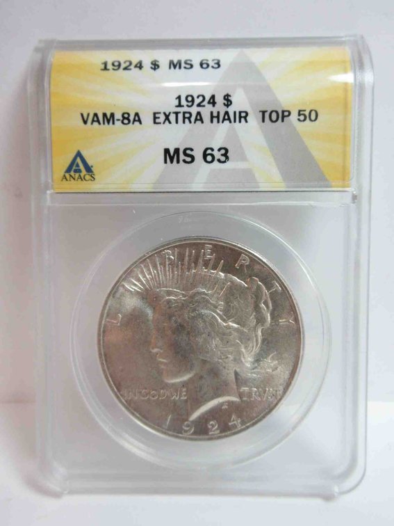 1924 Peace dollar graded by ANACS