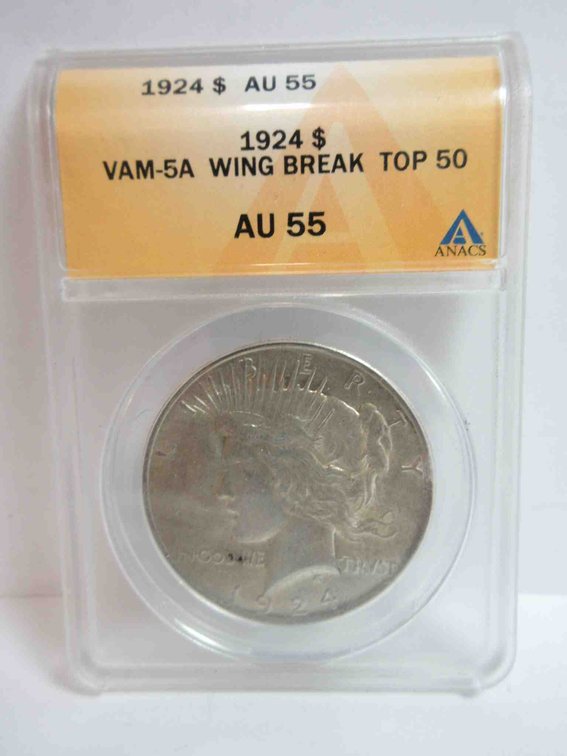 1924 Peace dollar graded by ANACS