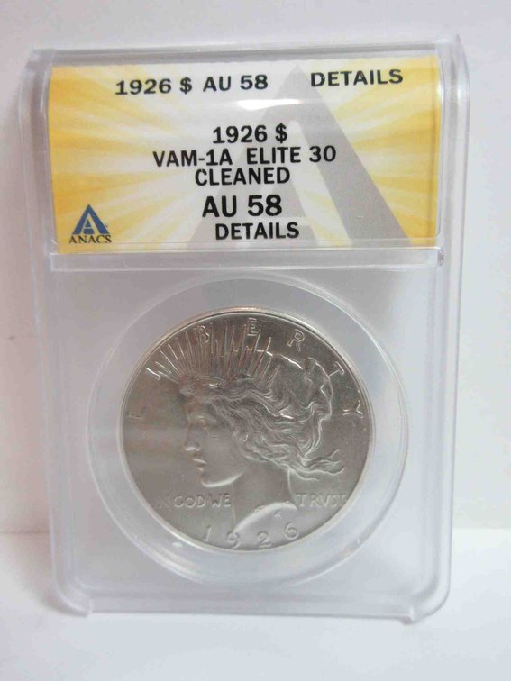 1926 Peace dollar graded by ANACS