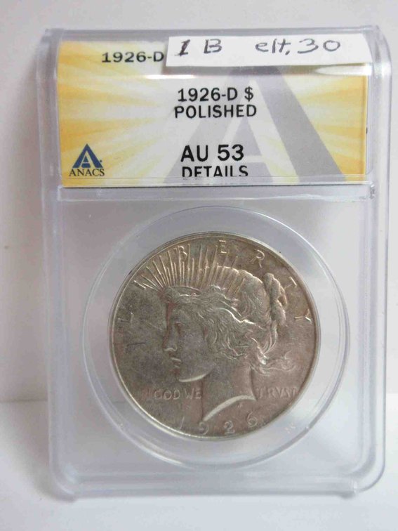 1926-D Peace dollar graded by ANACS
