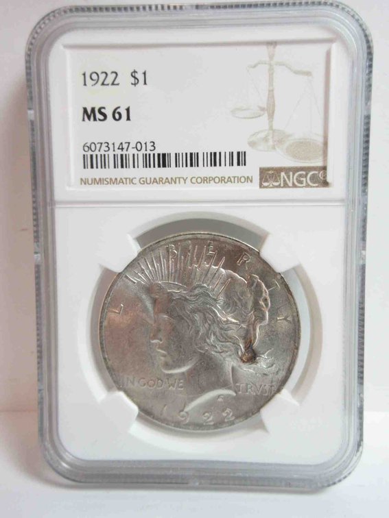 1922 Peace dollar graded by NGC