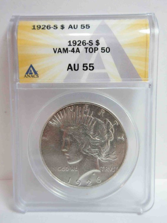 1926-S Peace dollar graded by ANACS