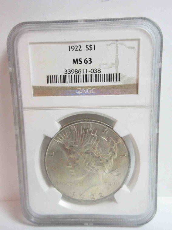 1922 Peace dollar graded by NGC