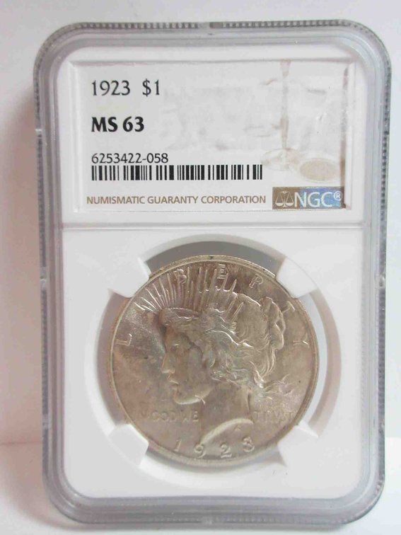 1923 Peace dollar graded by NGC