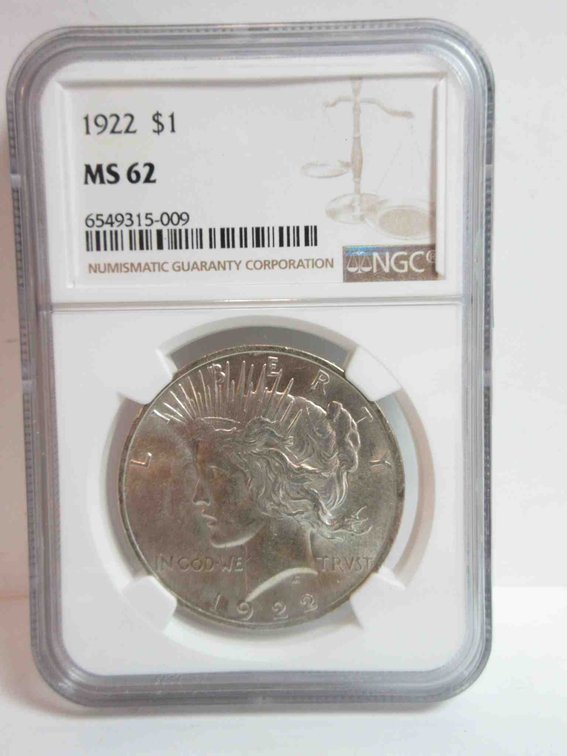 1922 Peace dollar graded by NGC
