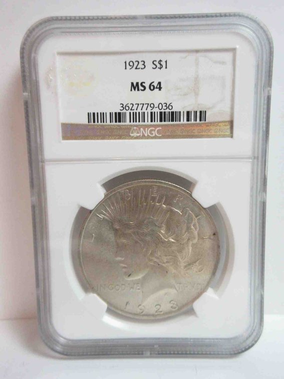 1923 Peace dollar graded by NGC