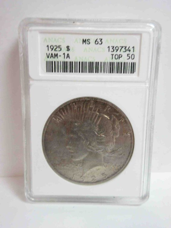 1925 Peace dollar graded by ANACS