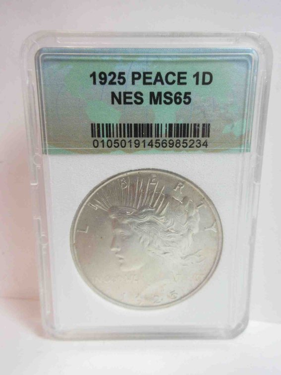 1925 Peace dollar graded by NES