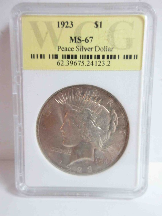 1923 Peace dollar graded by WCG
