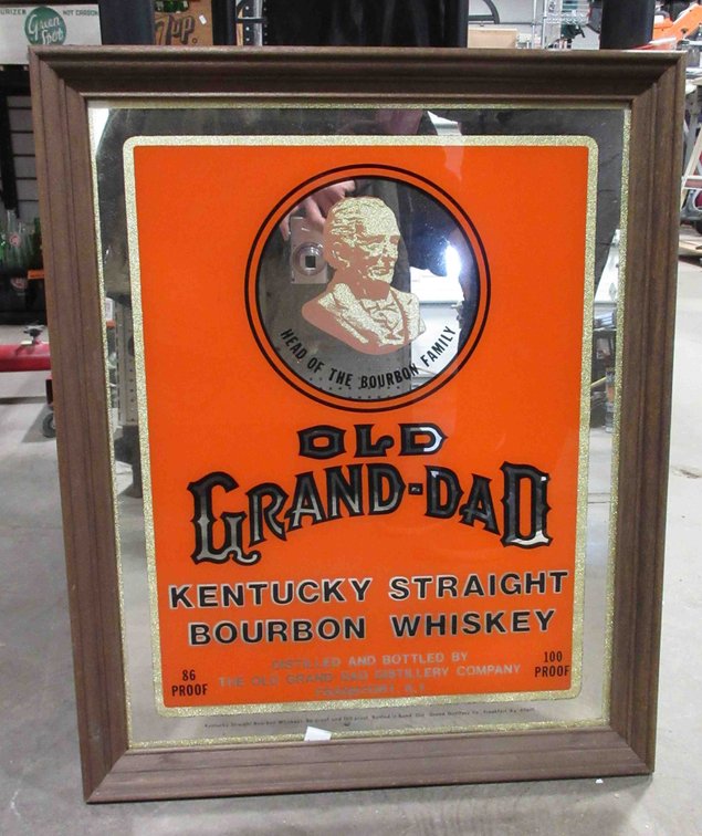 Vintage Old Grand-Dad Whiskey framed mirror