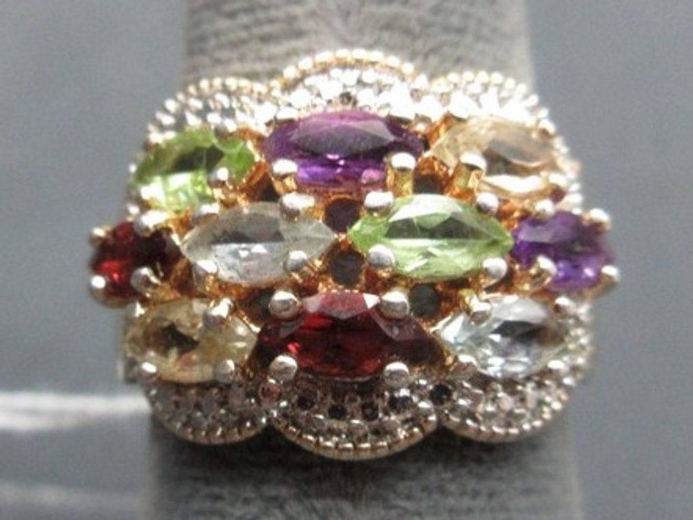 Sterling silver multi-gemstone ring