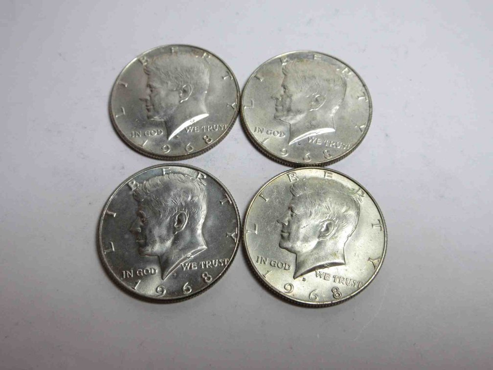 (4) 1968-D Kennedy half dollars