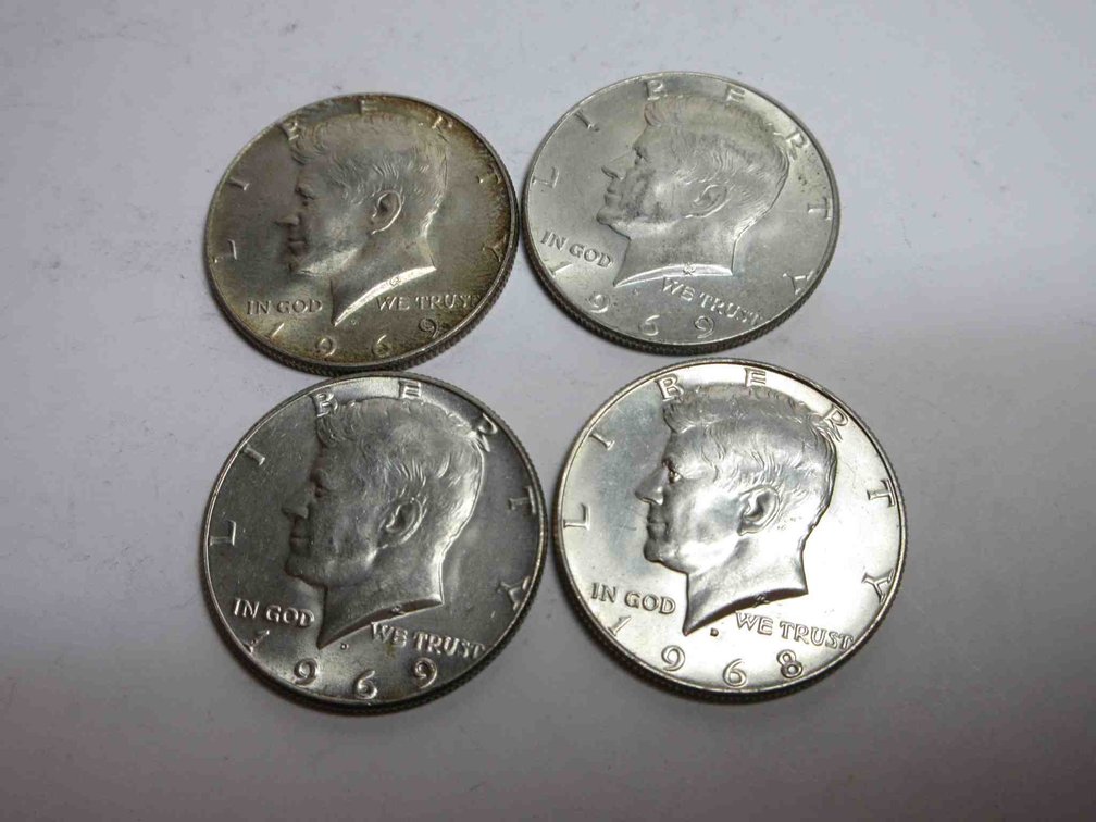 (2) 1968-D & (2) 1969 Kennedy half dollars