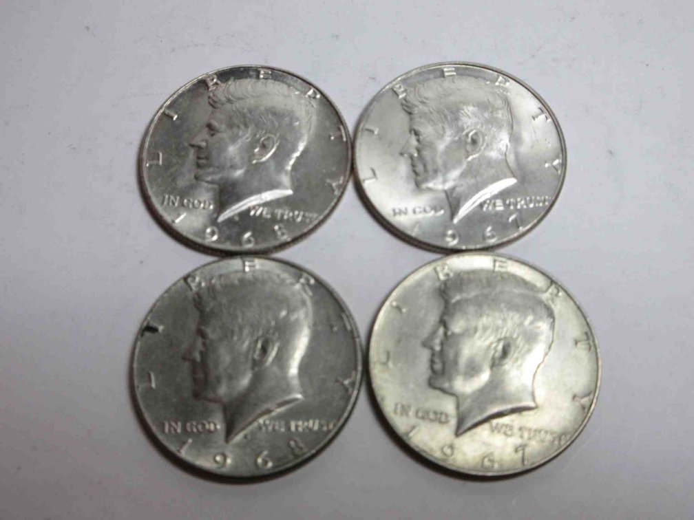 (2) 1967 & (2) 1968 Kennedy half dollars