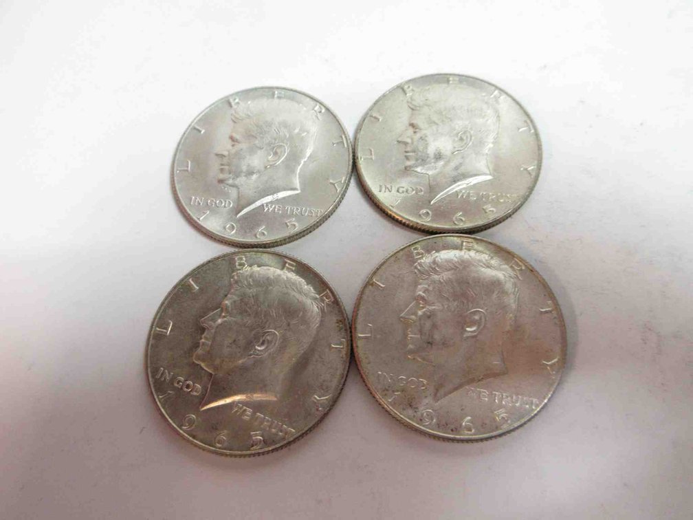 (4) 1965 Kennedy half dollars