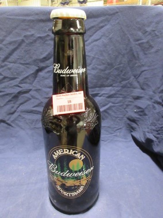 Oversized Budweiser "American Sportsman" commemorative bottle