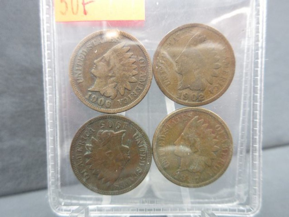 (4) Indian Head cents