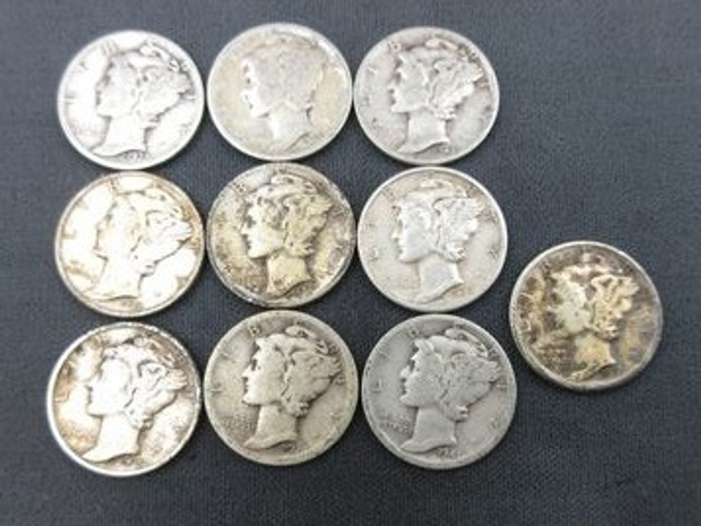 (10) Silver Mercury dimes