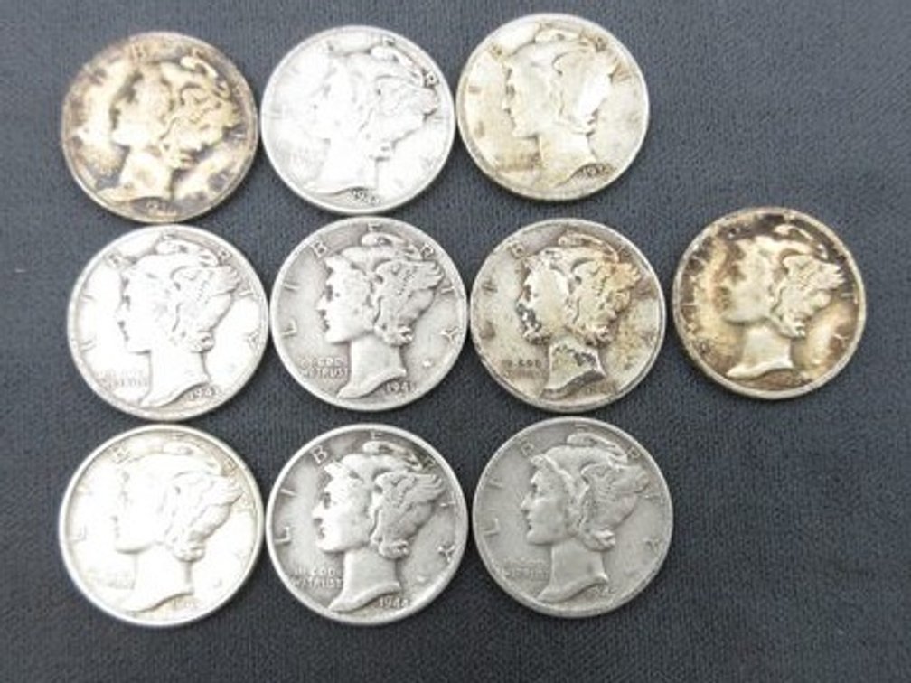 (10) Silver Mercury dimes