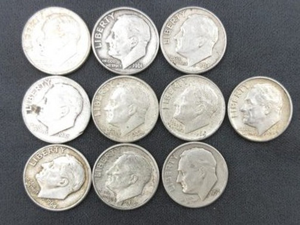(10) Silver Roosevelt dimes
