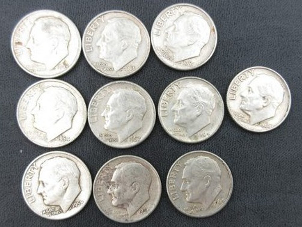 (10) Silver Roosevelt dimes